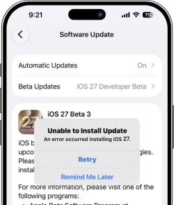 Unable to Install Update