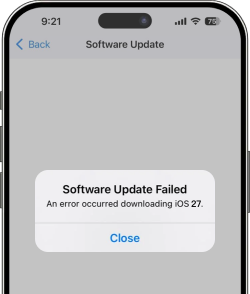 iOS Software Update Failed