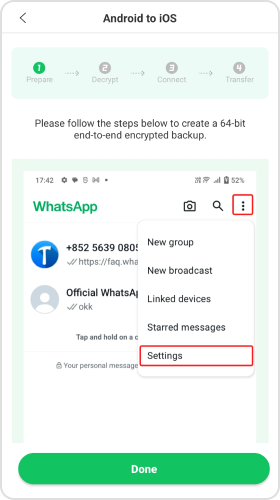 WhatsApp transfer step 3