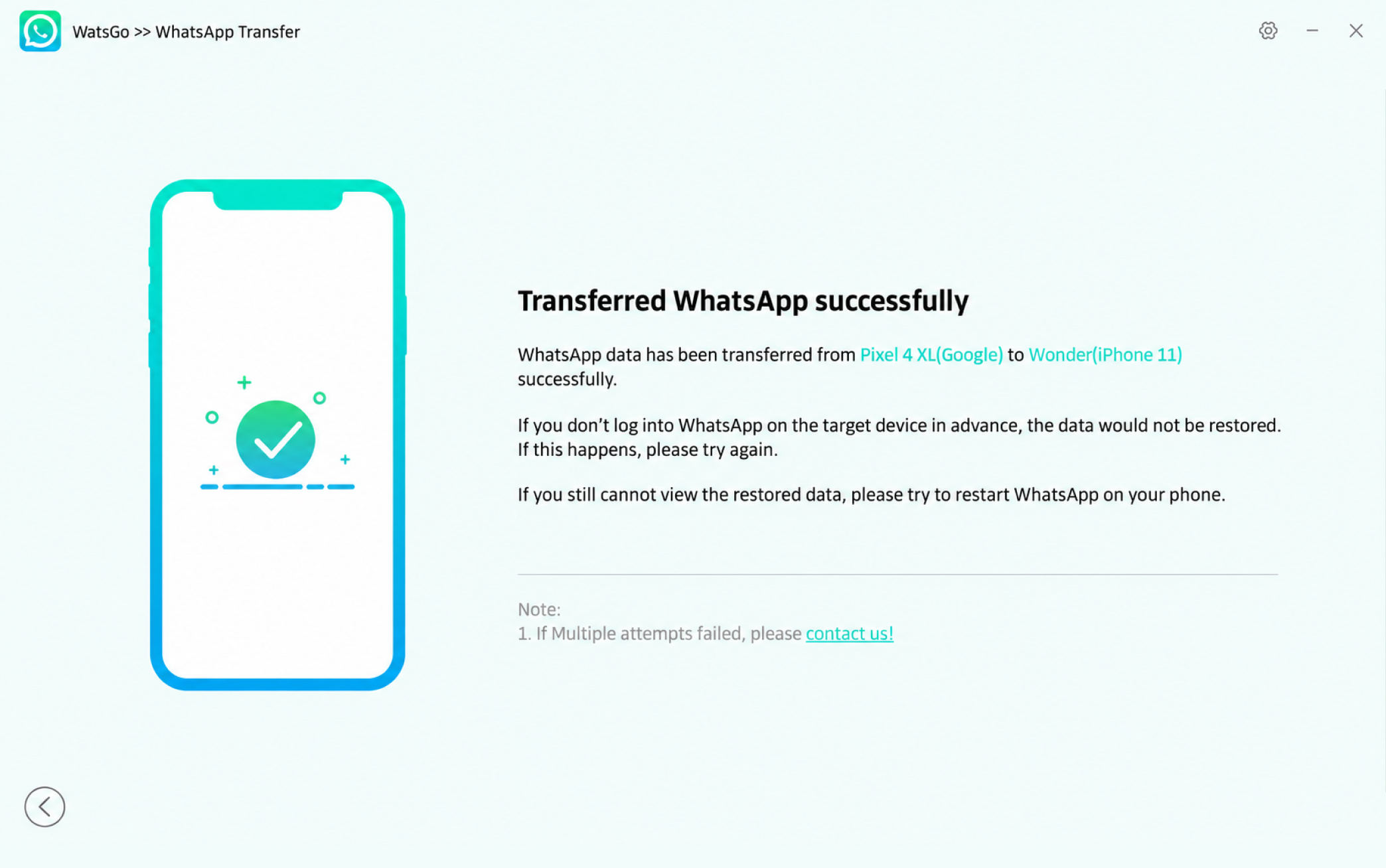 Start transferring WhatsApp data to the new iPhone
