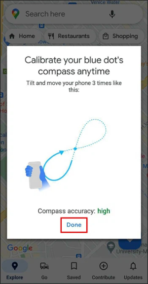 google maps calibrate compass