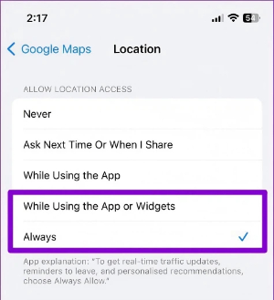 google maps location permission iPhone