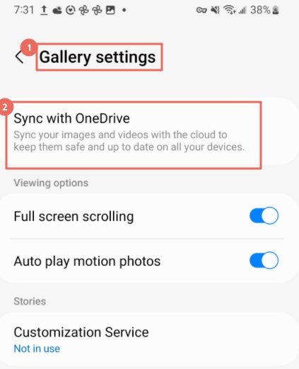 samsung sync with onedrive