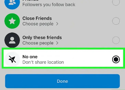 Turn off Share Your Location on Instagram Map
