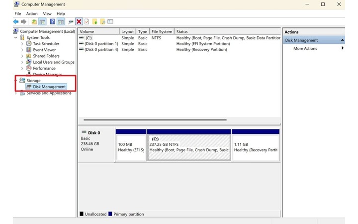 go to storage tab