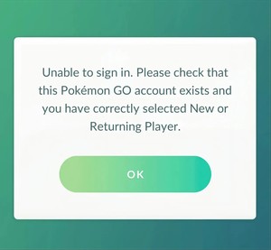 cannot sign in to pokemon go