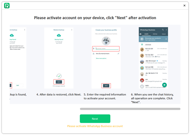 activate and restore whatsapp business recovergo android 2
