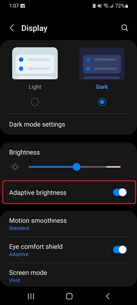 adjust adaptive brightness