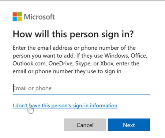 add account without microsoft account