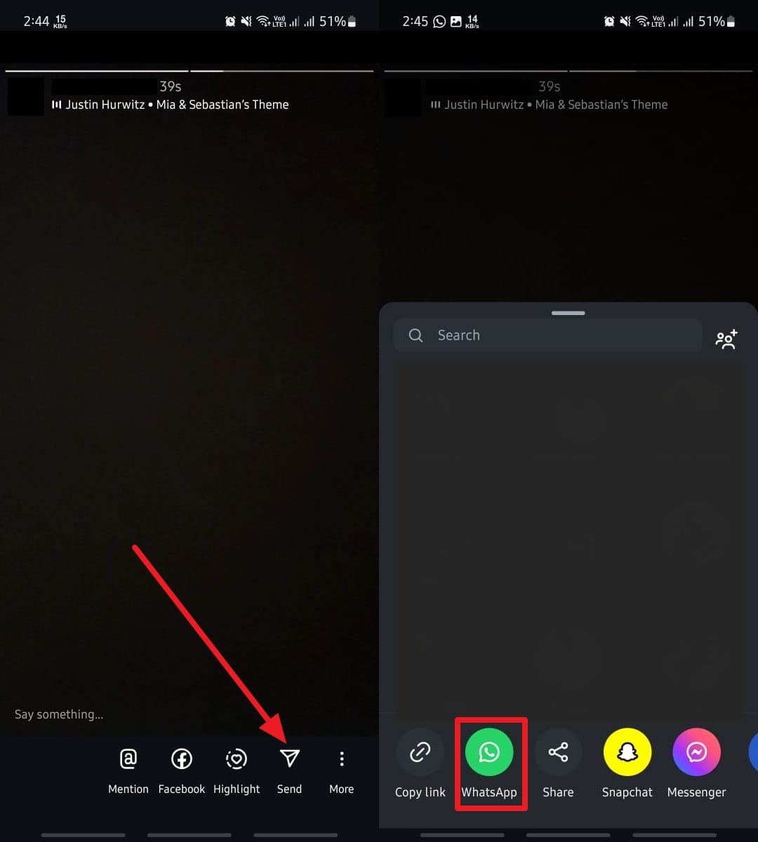tap on whatsapp option