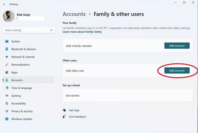 add someone else to this pc