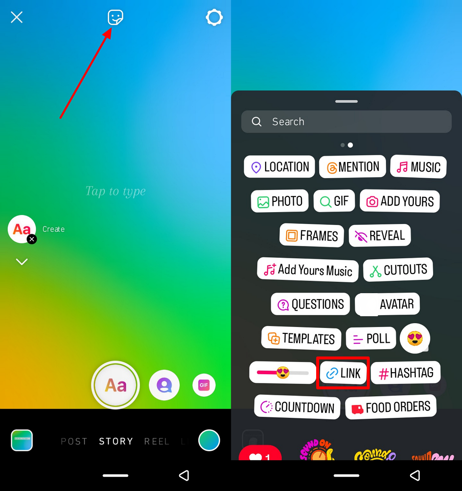 add link to ins story