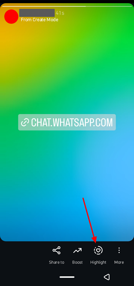 highlight your link in story