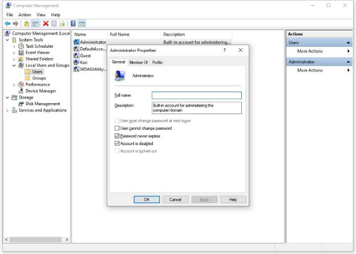 administrator properties