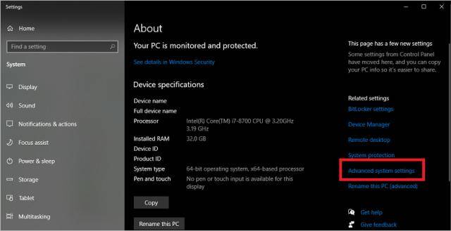 advanced system settings