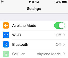 turn airplane mode on and off