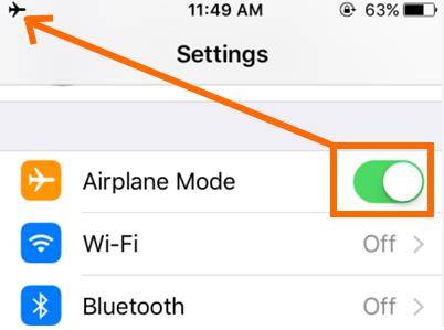 turn the airplane mode on and off