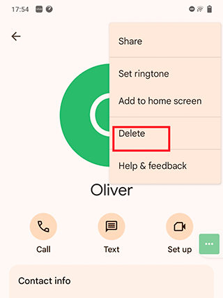 delete contacts android