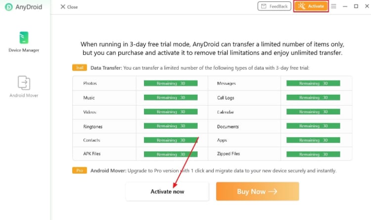 choose activate now
