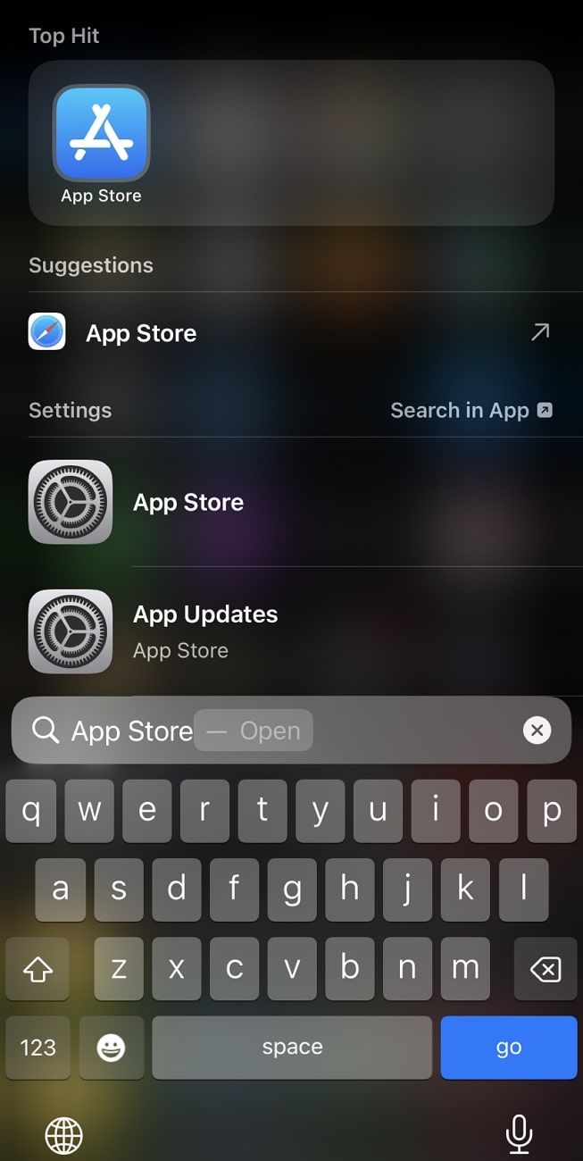 search for the app store