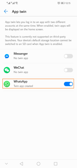 huawei dual whatsapp