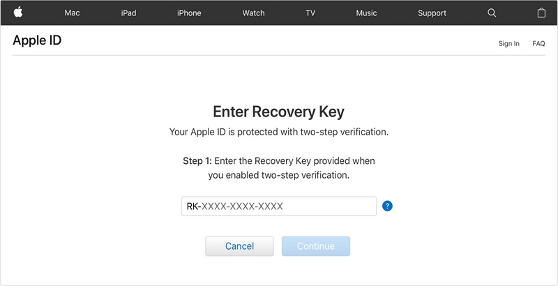 Enter your Recovery Key