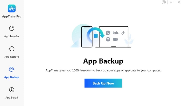 select app backup section