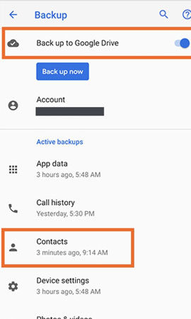 backup Android phone to google drive