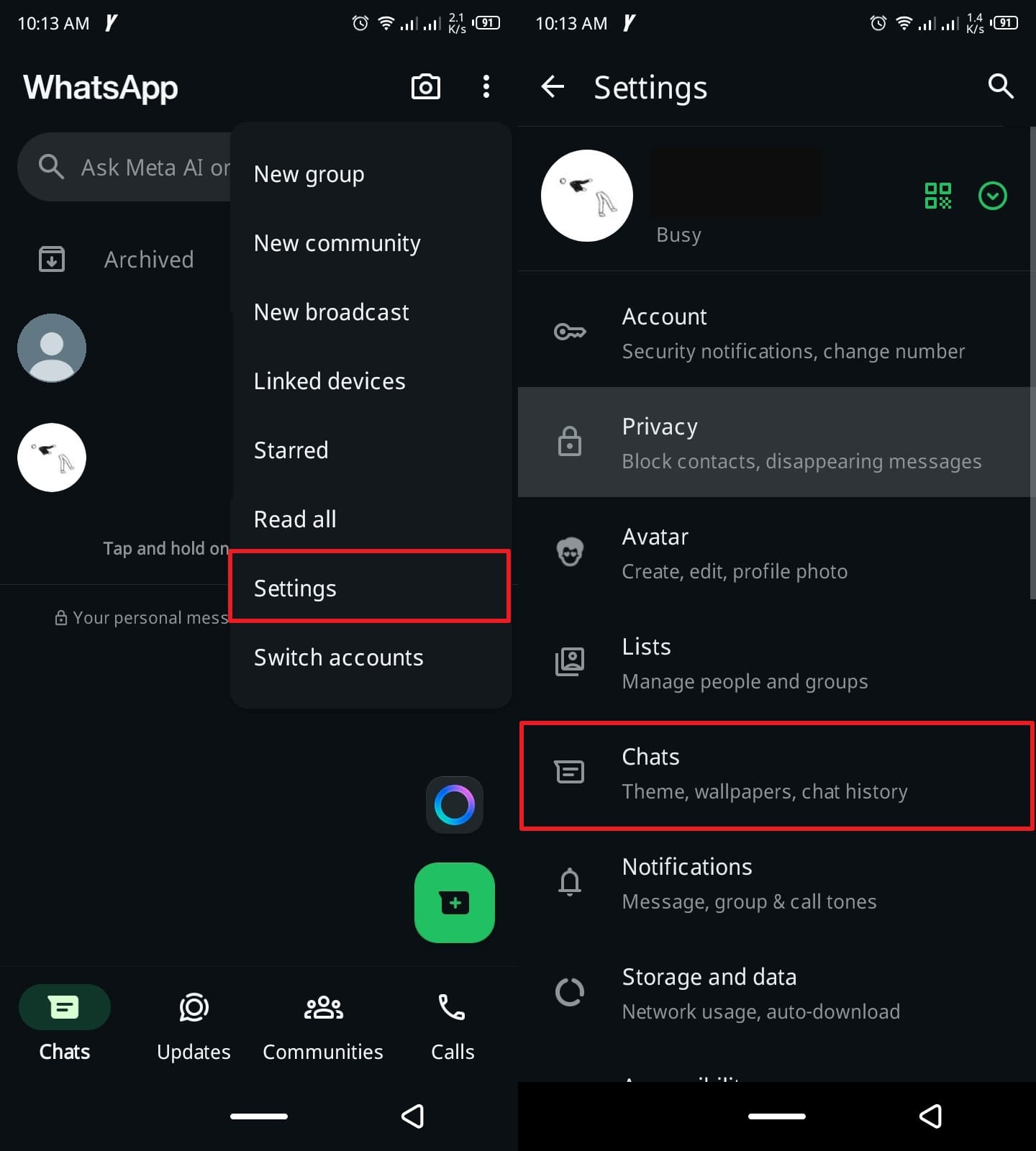 access chat backup whatsapp settings 