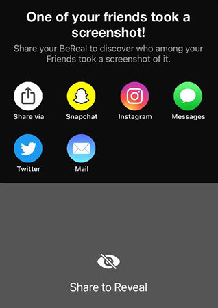 does bereal notify screenshots