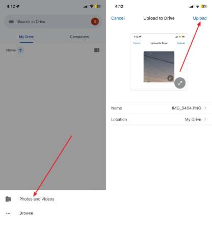 upload photo on google drive