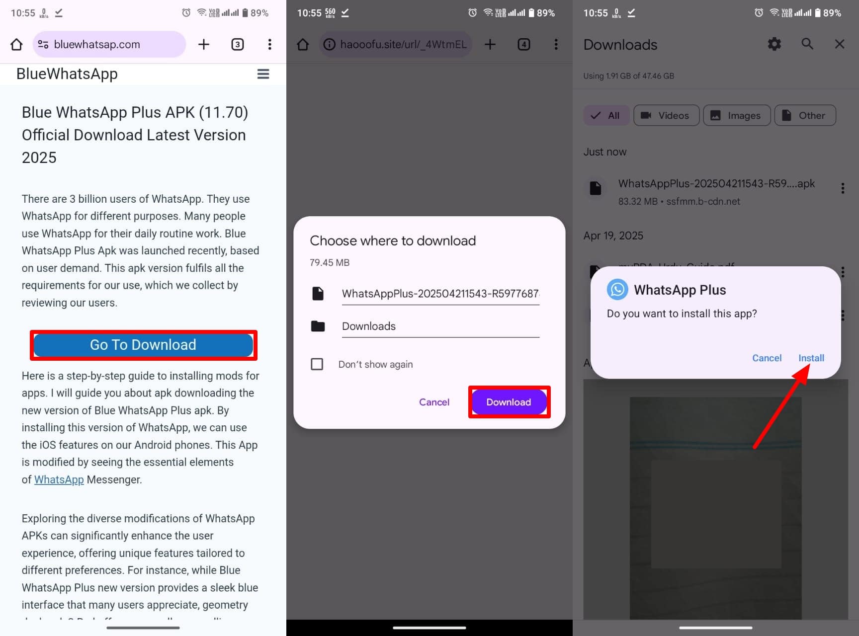 tap the install option