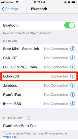 Bluetooth not working connected device