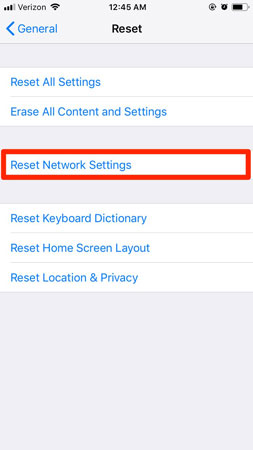 Bluetooth not working rest network settings