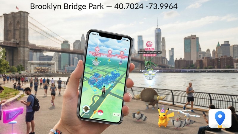 brooklyn bridge park new york pokemon go coordinates