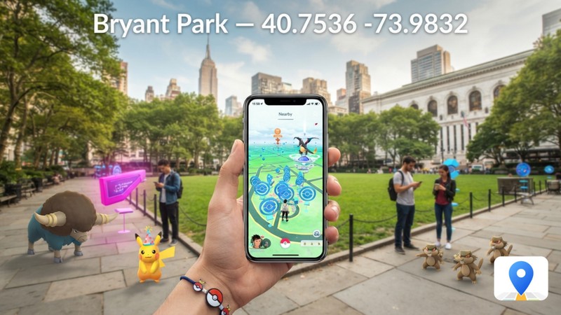 bryant park new york pokemon go coordinates