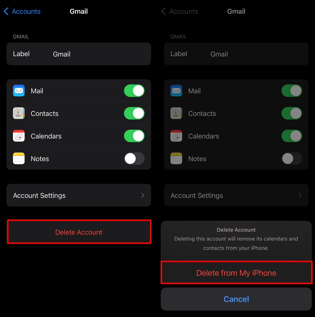 press delete from my iphone