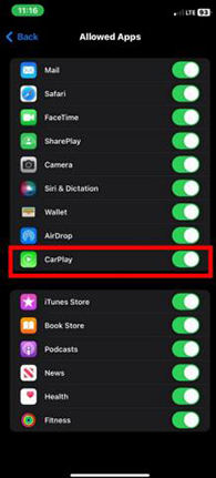 carplay allowed