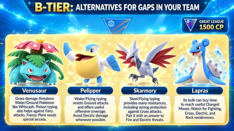 Catch Cup Pokémon GO B-Tier Picks