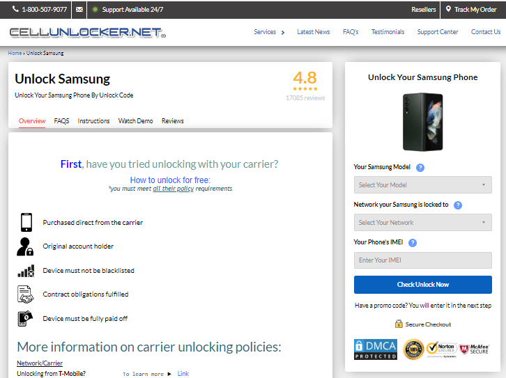 samsung network unlock tool