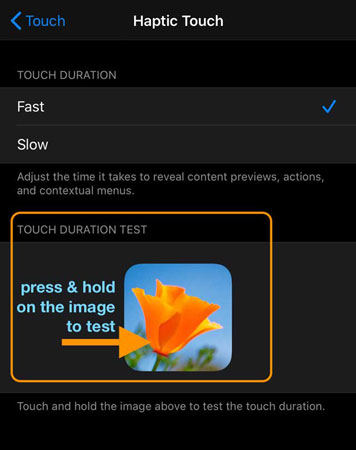 haptic touch duration