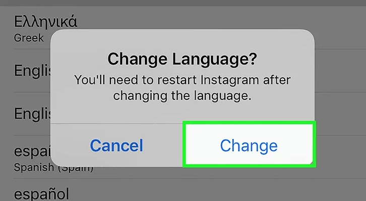 change instagram language