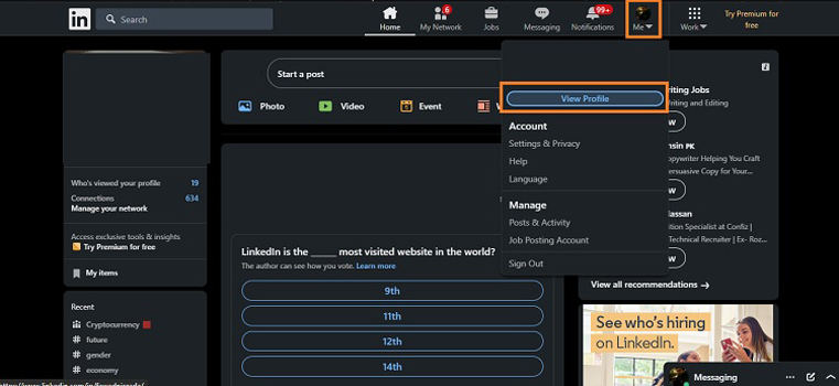 How to change location on LinkedIn on Computer