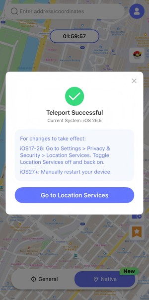 change location success anygo native mode