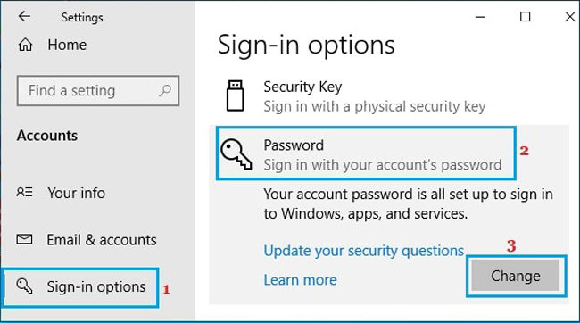 how to change password for microsoft account