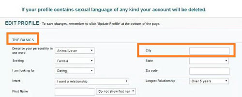 Edit Profile to Change Location on POF