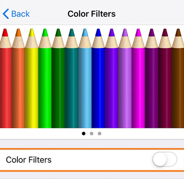 Turn on color filters on iPhone