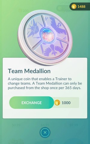 change team using team medallion