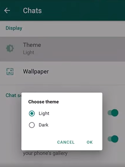 set up dark mode on whatsapp