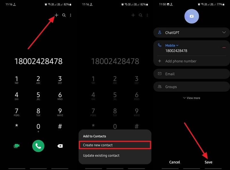 create new contact on android